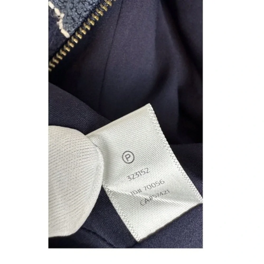 LOFT Navy Blue Striped Full Zip Textured‎ Cotton Blend Jacket 6 Nautical 53-11